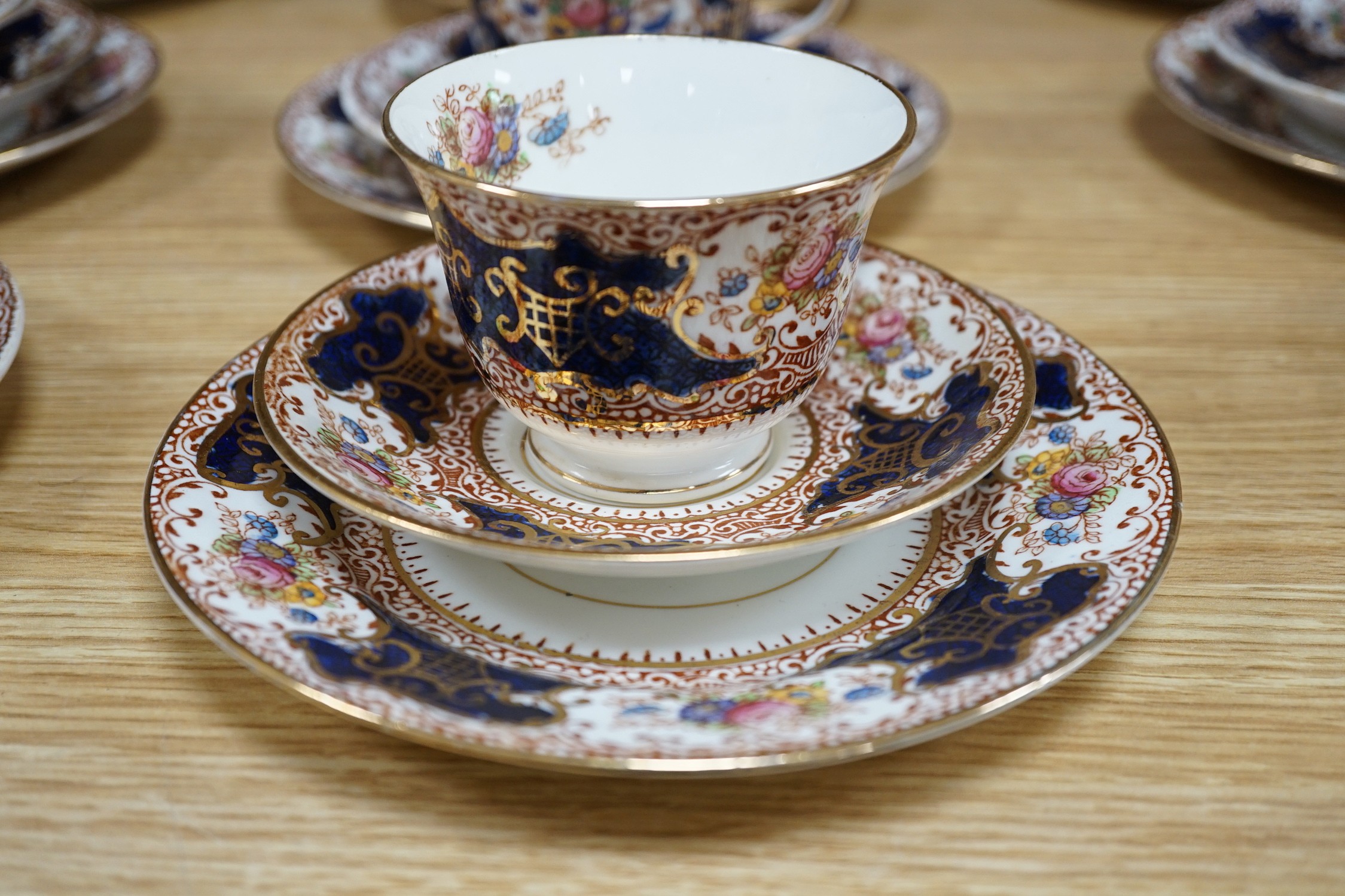 A Crown Staffordshire tea service decorated in white and gilt (46 pieces)